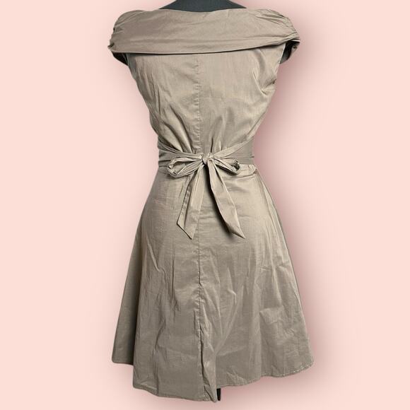 Brown Sheath Dress Off Shoulder Rosette Accent Large Rinascimento Tulle A-Line - Picture 4 of 6